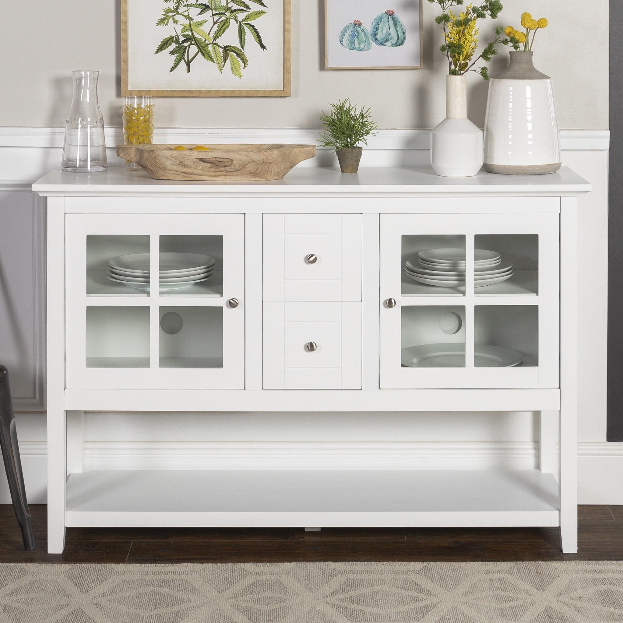 Walker Edison 52" Wood Console Table Buffet TV Stand for TV's up to 55" - White