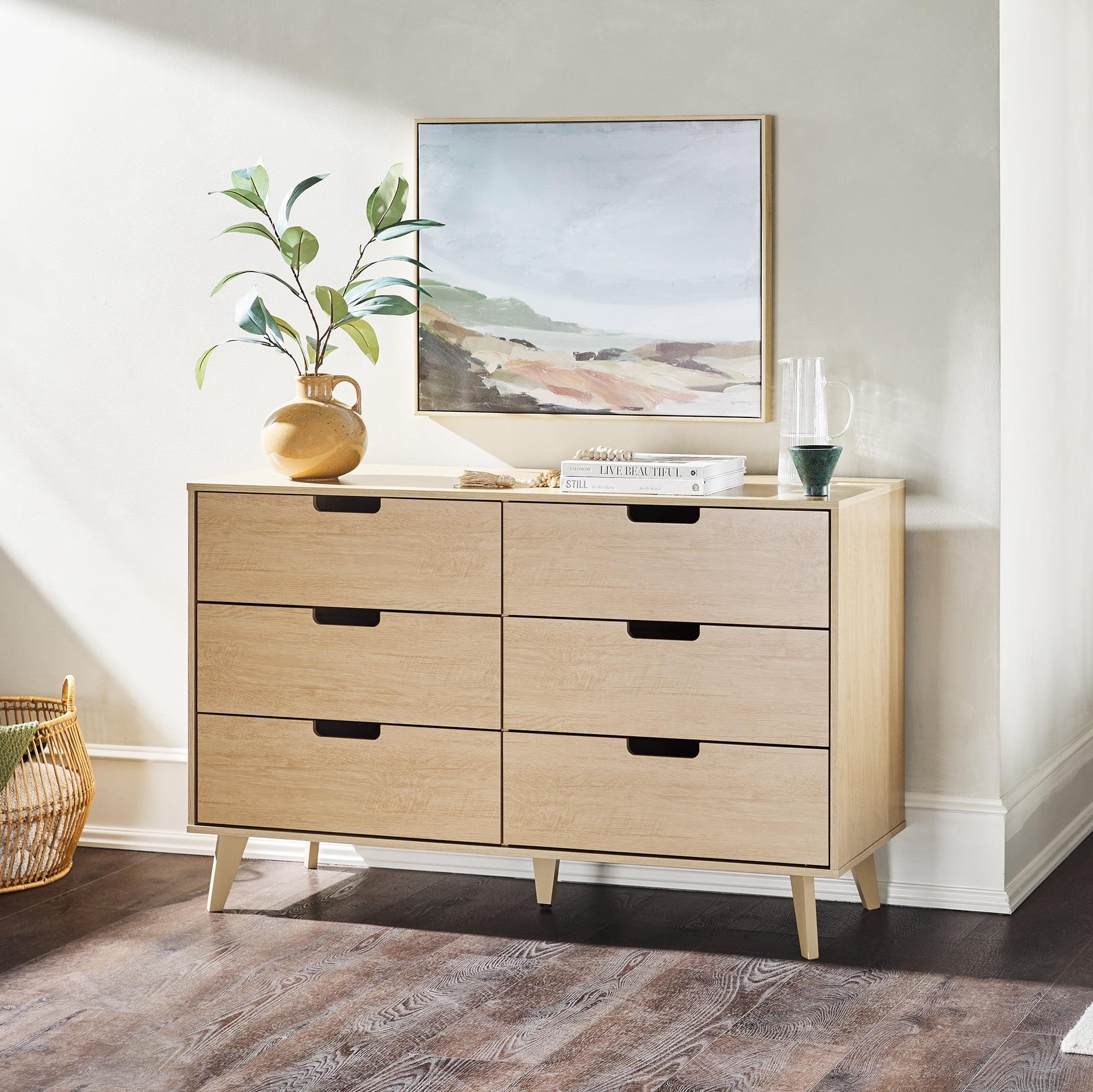 Walker Edison Modern 6-Drawer Dresser with Cut-Out Handles, Riviera