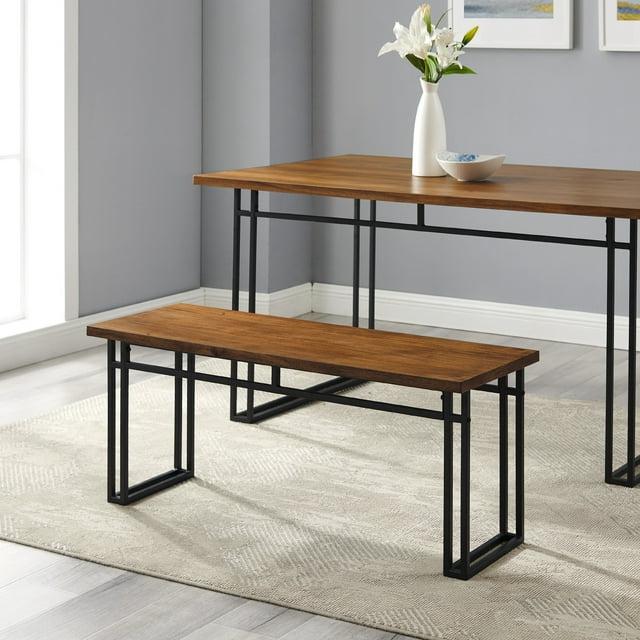 Debasish Dual-Metal Leg Wood Dining Bench