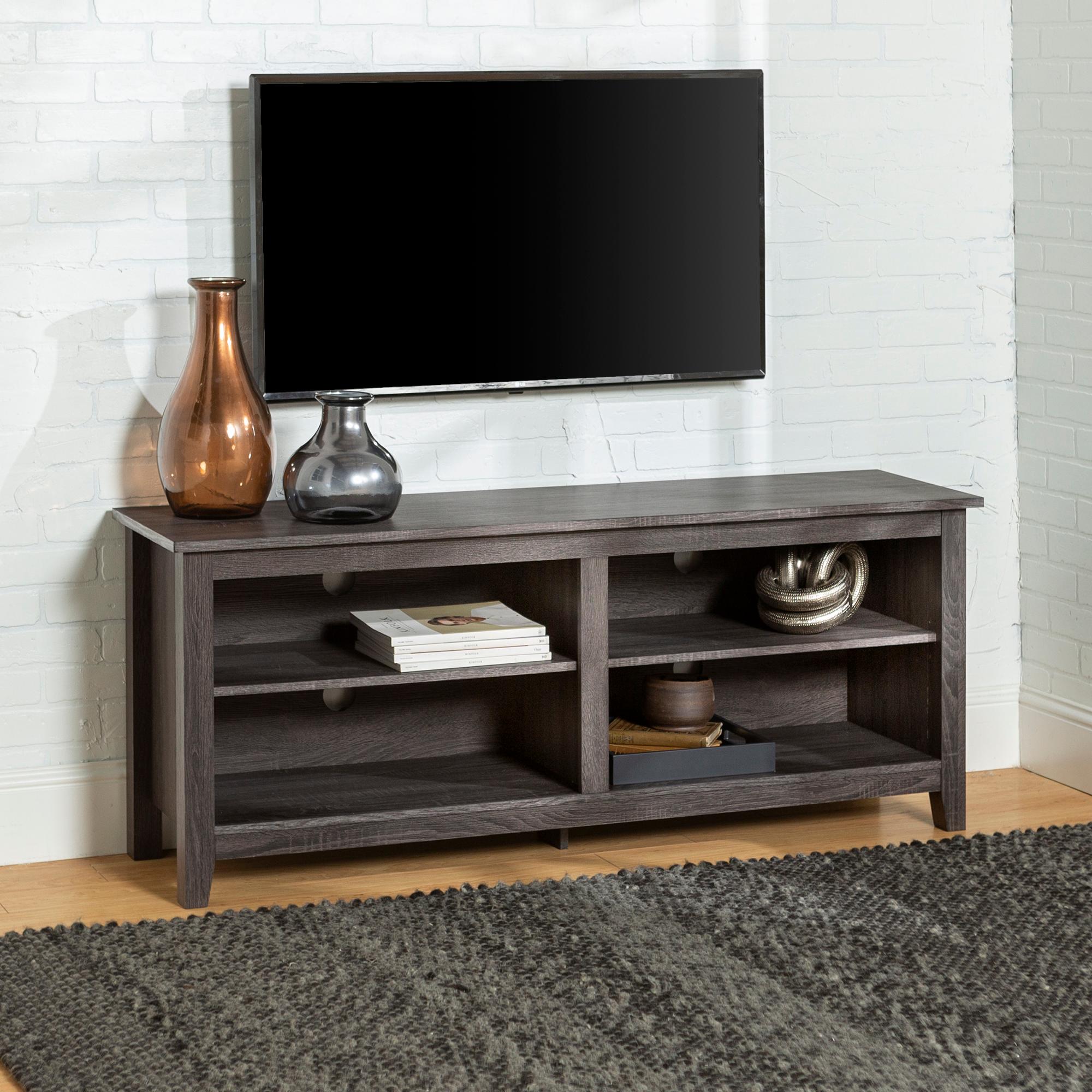 Walker Edison Open Storage TV Stand for TVs up to 65", Charcoal