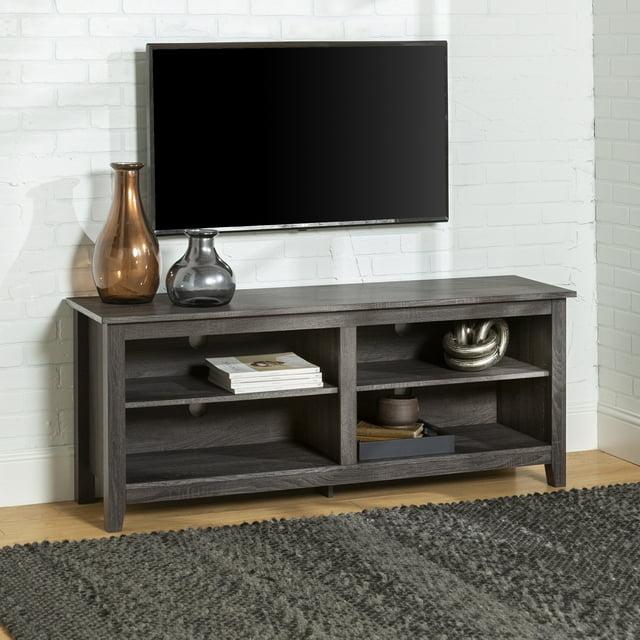 Walker Edison Open Storage TV Stand for TVs up to 65", Charcoal