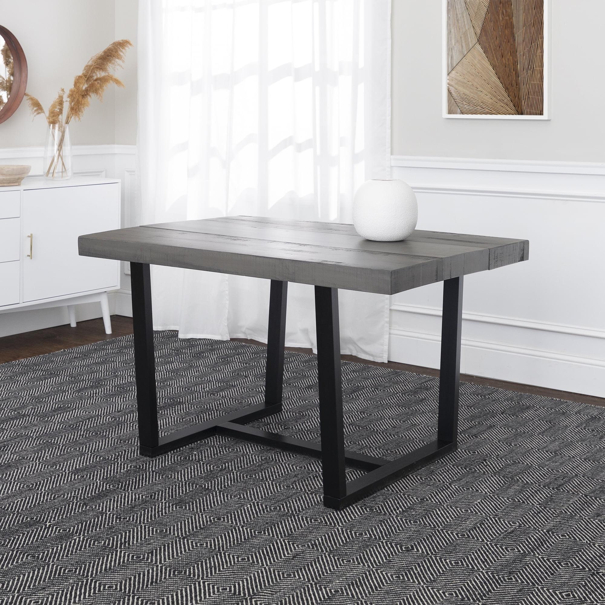 Walker Edison Rustic Distressed Solid Wood Dining Table, Grey