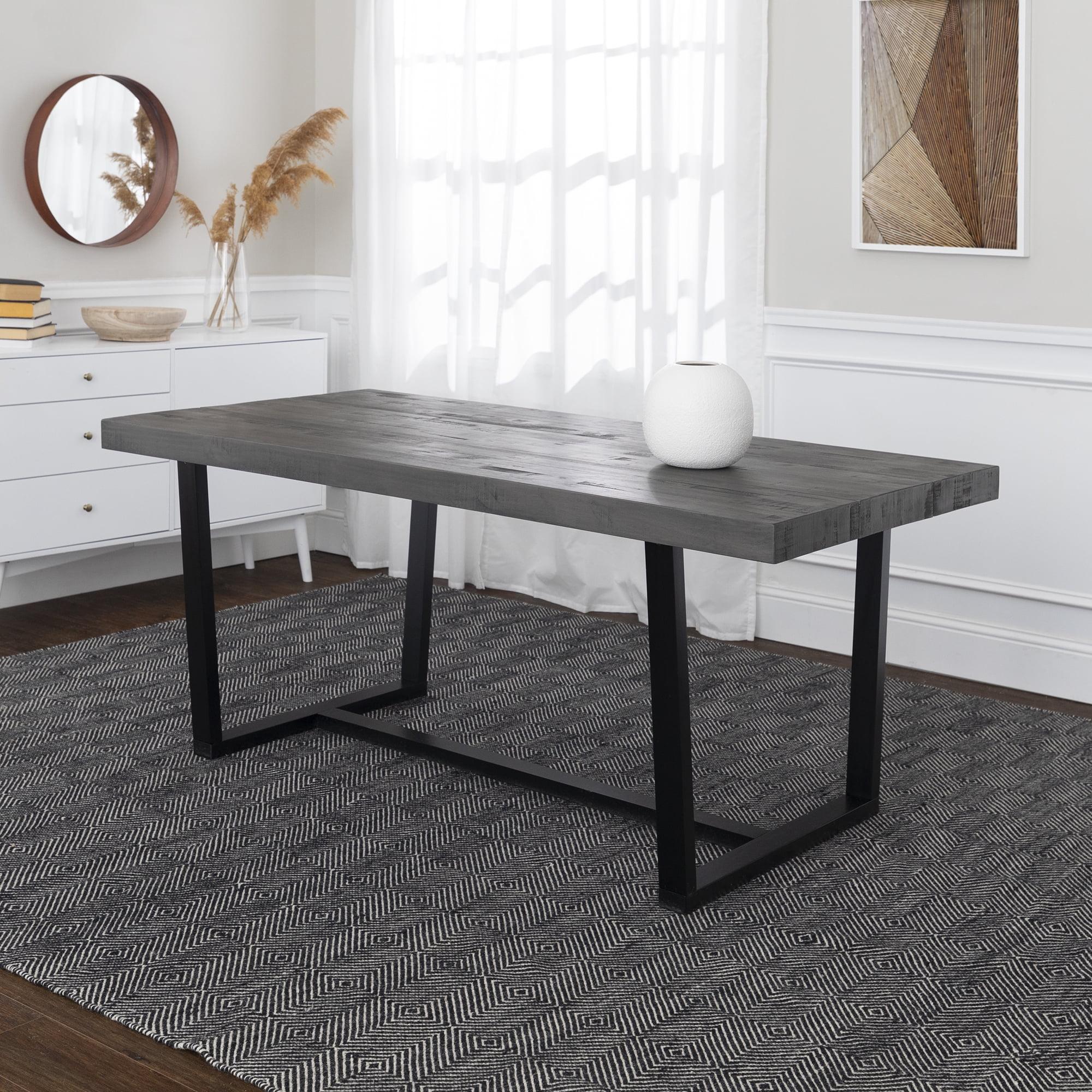 72" Modern Farmhouse Solid Wood Distressed Plank Top Dining Table - Saracina Home