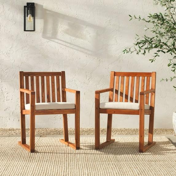 Millwood Pines Contemporary 2-Piece Solid Wood Slat-Back Patio Dining Chairs