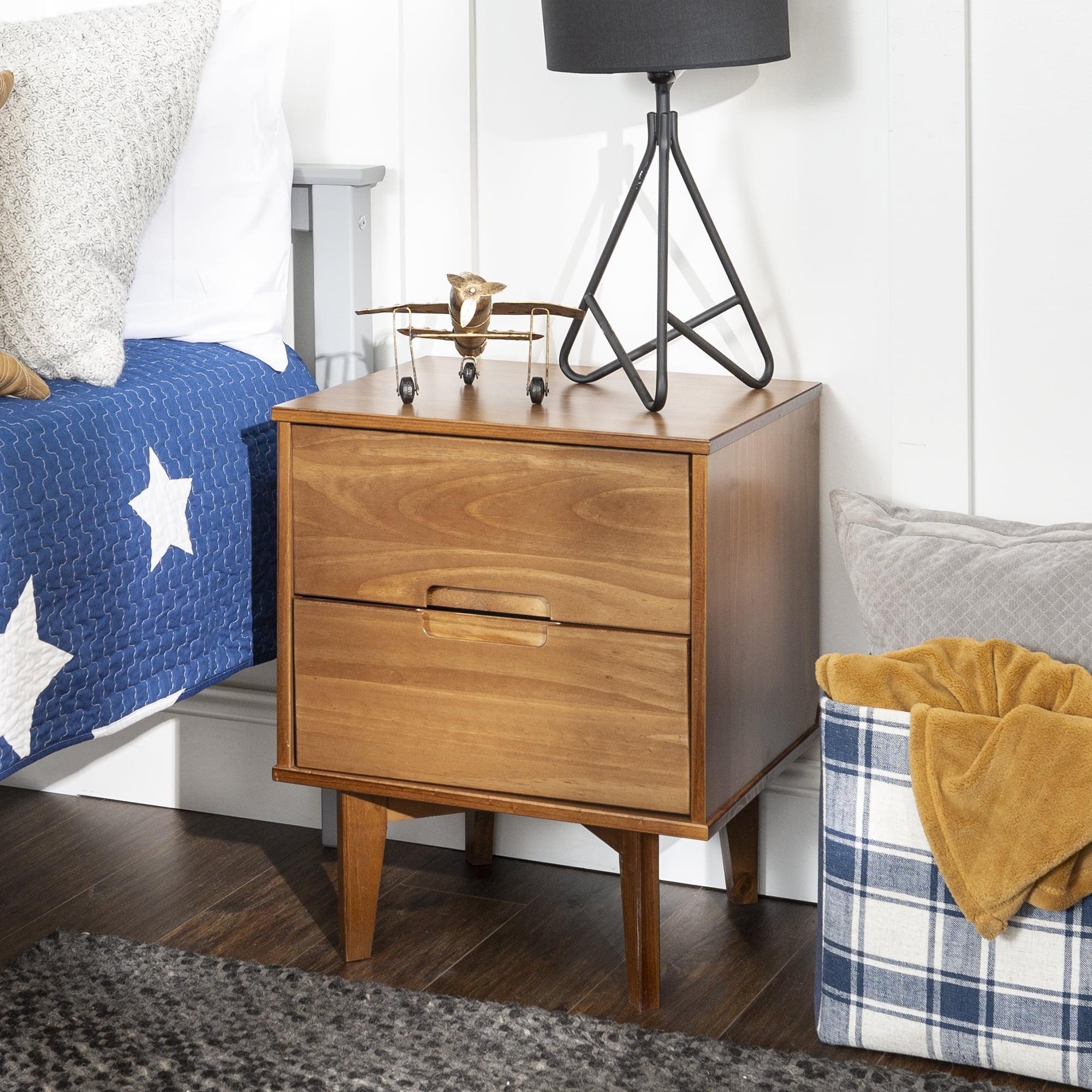 Mags Solid Wood Groove 2-Drawer Nightstand
