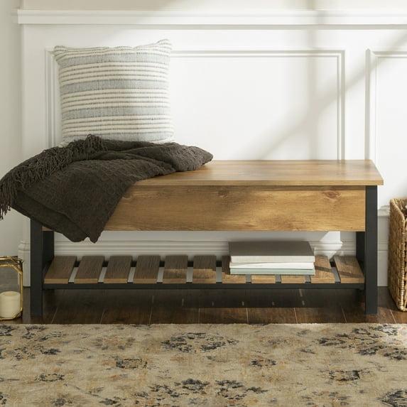 Walker Edison Storage Bench, Barnwood