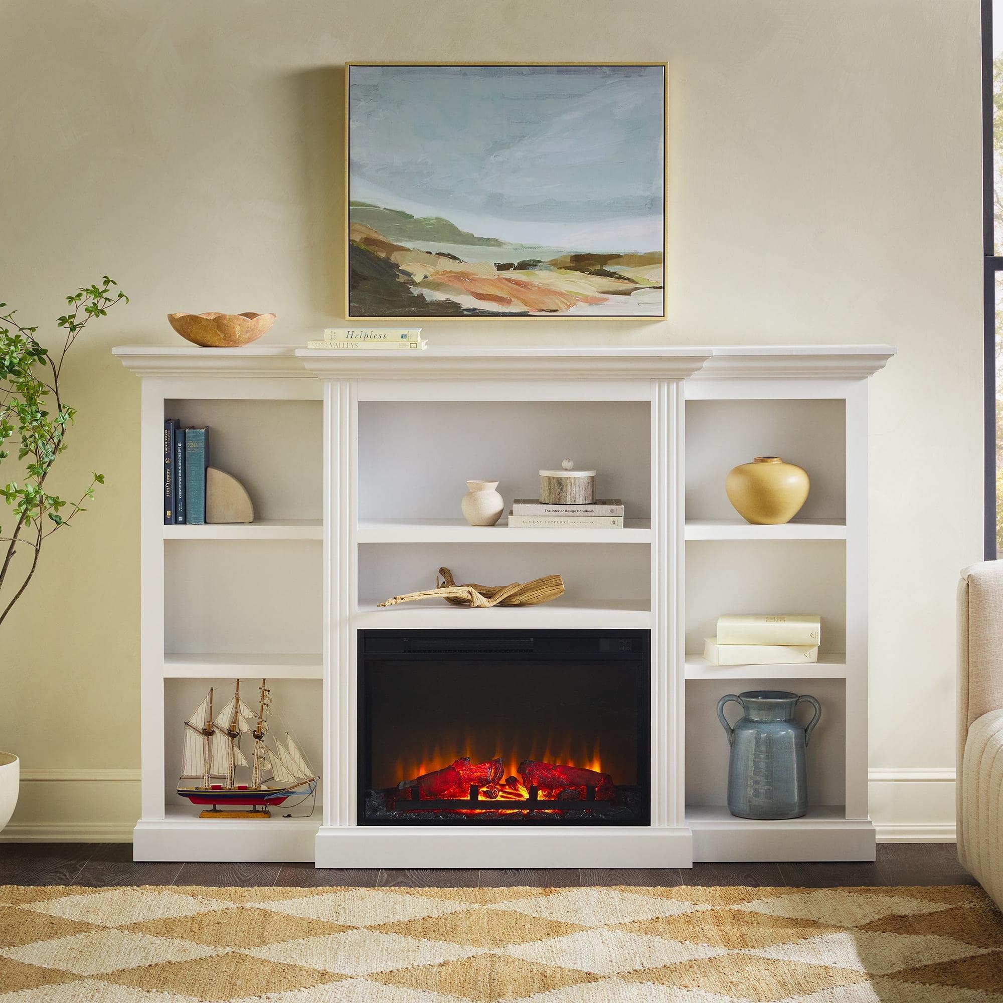 Red Barrel Studio® Traditional 70” Mantel Fireplace with Open Shelving