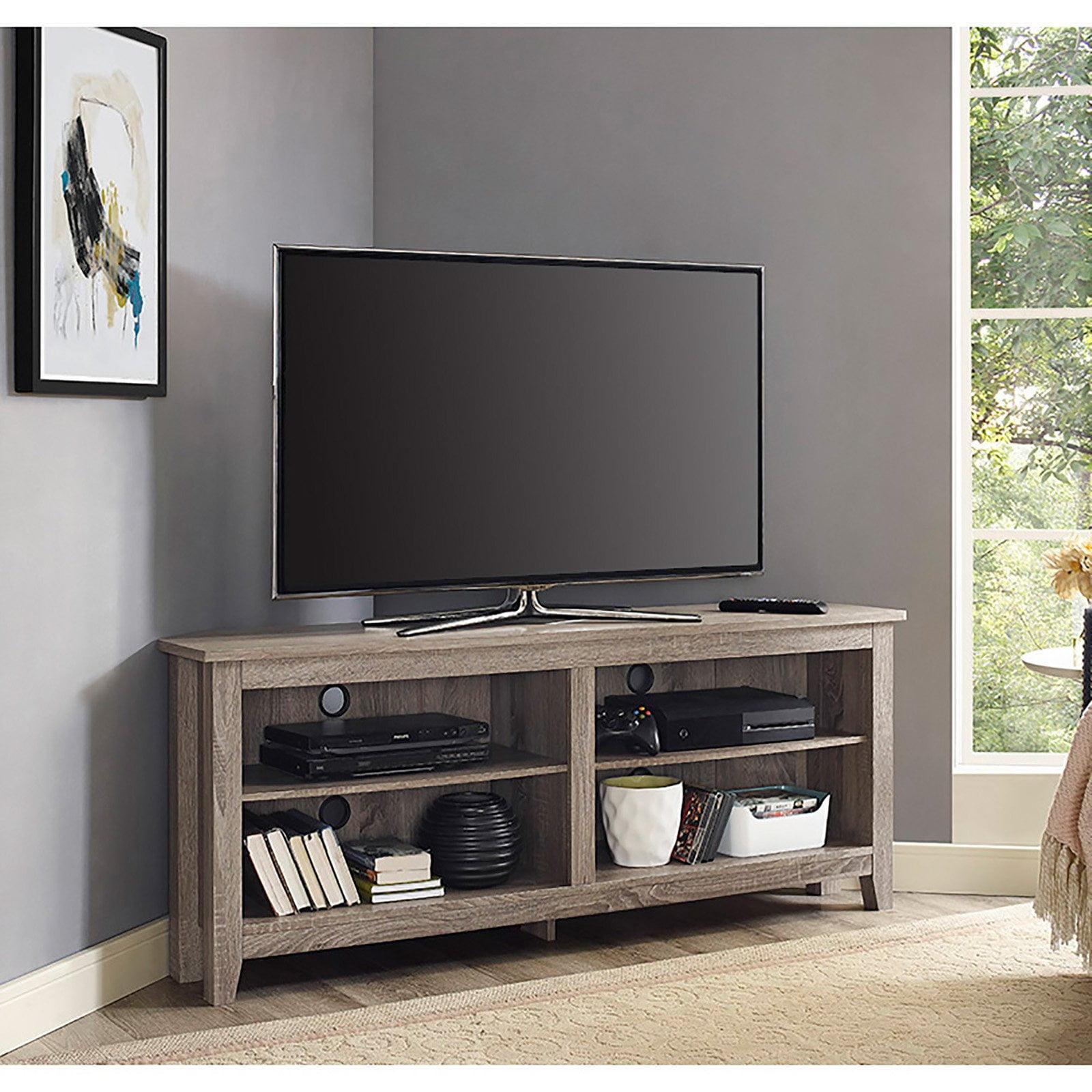 Woven Paths Transitional Corner TV Stand for TVs up to 65", Driftwood