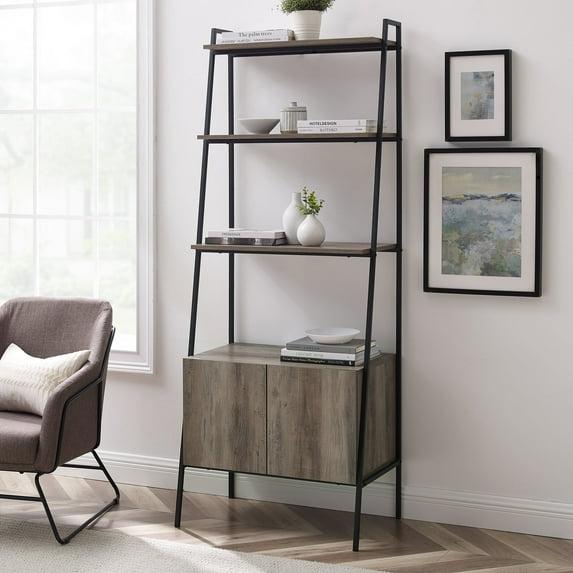 Walker Edison Urban Industrial 4-Shelf Ladder Bookcase, Grey Wash