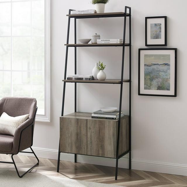 Walker Edison Urban Industrial 4-Shelf Ladder Bookcase, Grey Wash