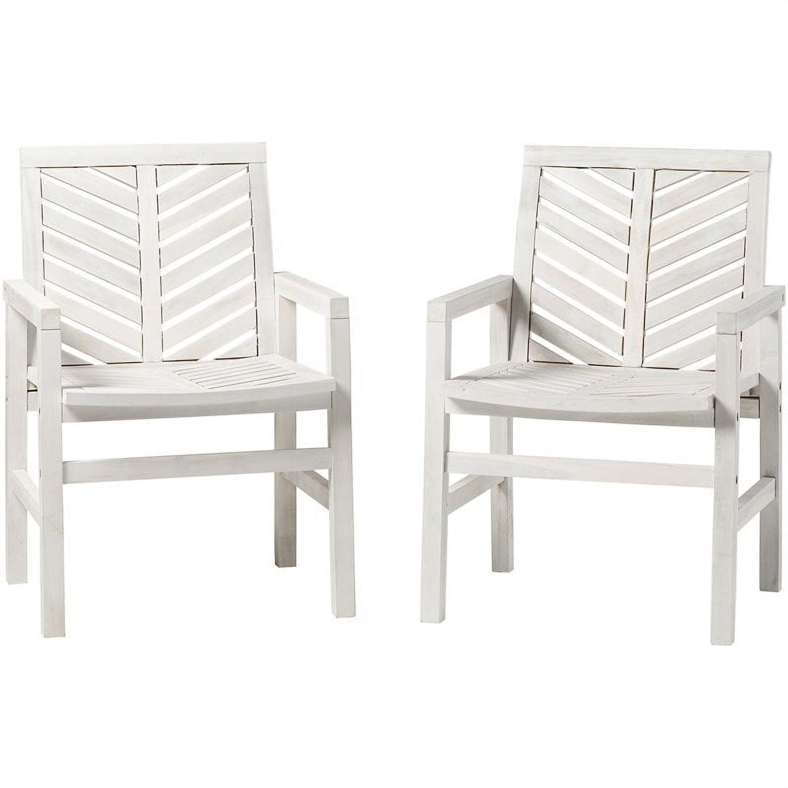 White Wash Acacia Wood Chevron Outdoor Patio Chair Set