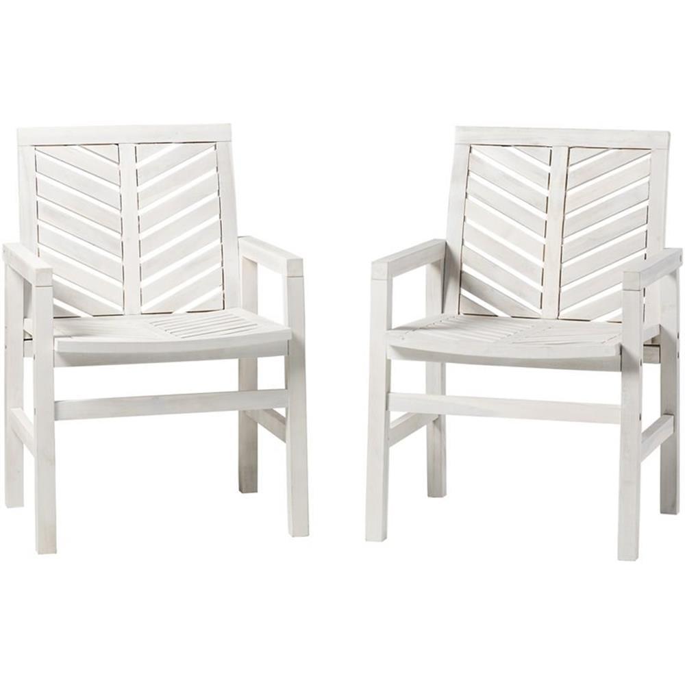 Modern Chevron Patio Chairs, Set Of 2 - White Wash