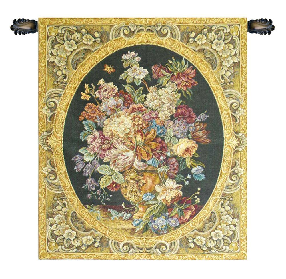 Italian Jacquard Woven Floral Tapestry with Ornate Border