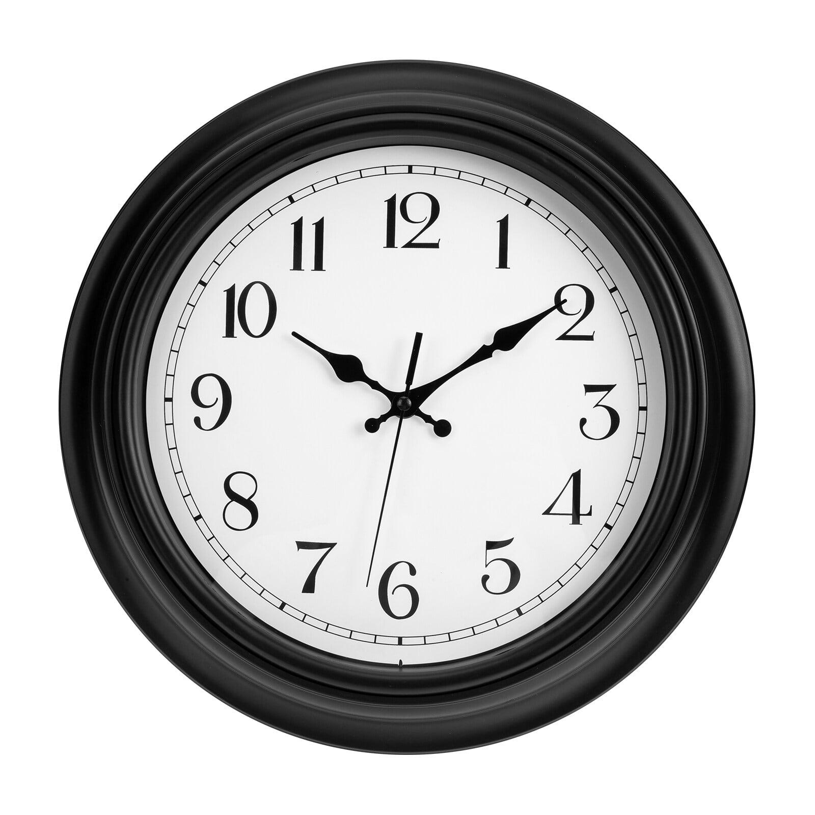 14-Inch Black Plastic Analog Silent Wall Clock