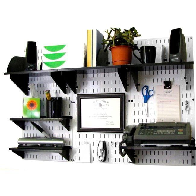 White and Black Metal Wall Mounted Office Organizer Kit