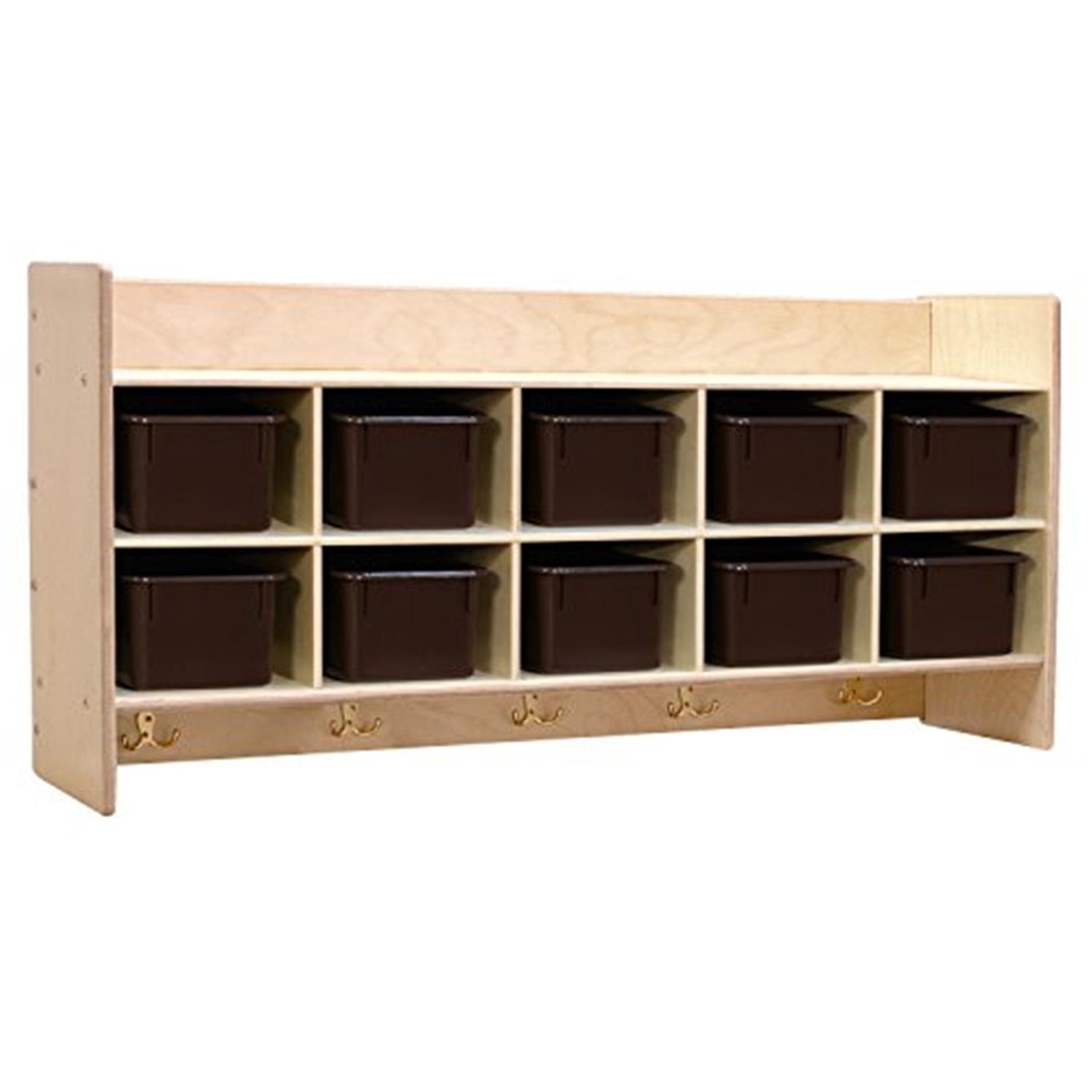 Wood Designs Contender (10) Cubbie Wall Hanging Storage with Hooks