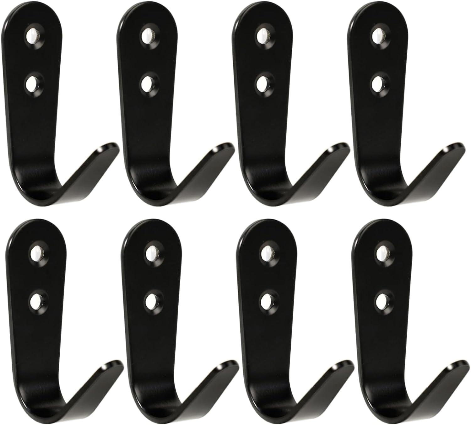 Wall Hooks,Stainless Steel Hook, Heavy Duty Hanger Coat Hooks Garage Hooks Wall Mounted Hanger for Hanging Coat Towel Hat Key Bag on Bathroom/Kitchen, 8 Pack (Black),AP|Wall Hooks, Heavy Duty Coat Hoo