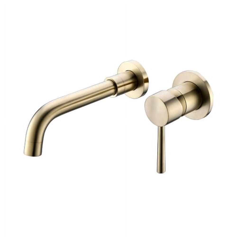 Brushed Gold Wall Mount Single Handle Bathroom Faucet