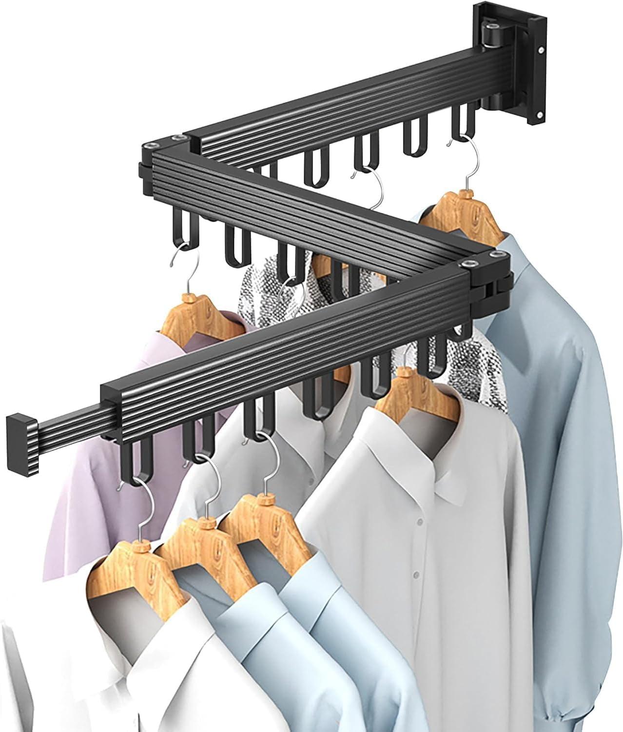 Black Aluminum Wall Mounted Folding Clothes Drying Rack