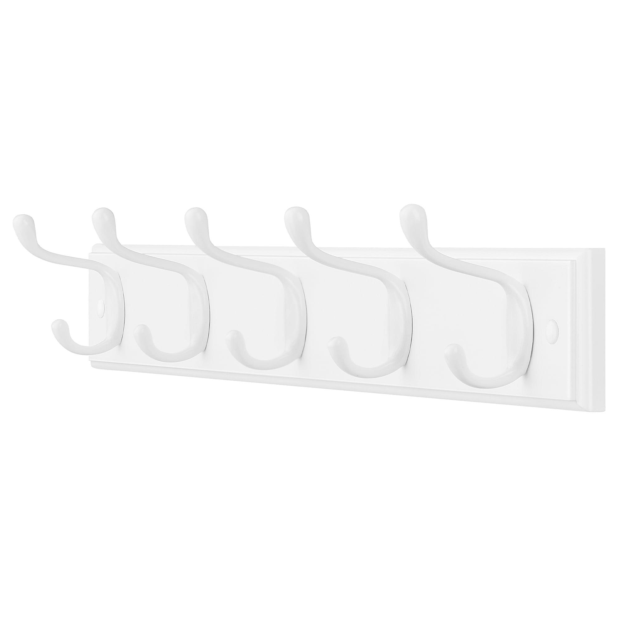 SONGMICS Wall-Mounted Coat Rack, Hook Rack, 5 Dual Metal Hooks, for Coats, Bags, Keys, in The Entryway, Bedroom, Living Room, White ULHR235W01