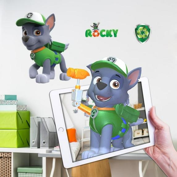 Wall Palz Nickelodeon Paw Patrol Wall Decal - 19" Rocky Vinyl Wall Stickers for Bedroom with 3D Augmented Reality Interaction - Paw Patrol Wall Décor