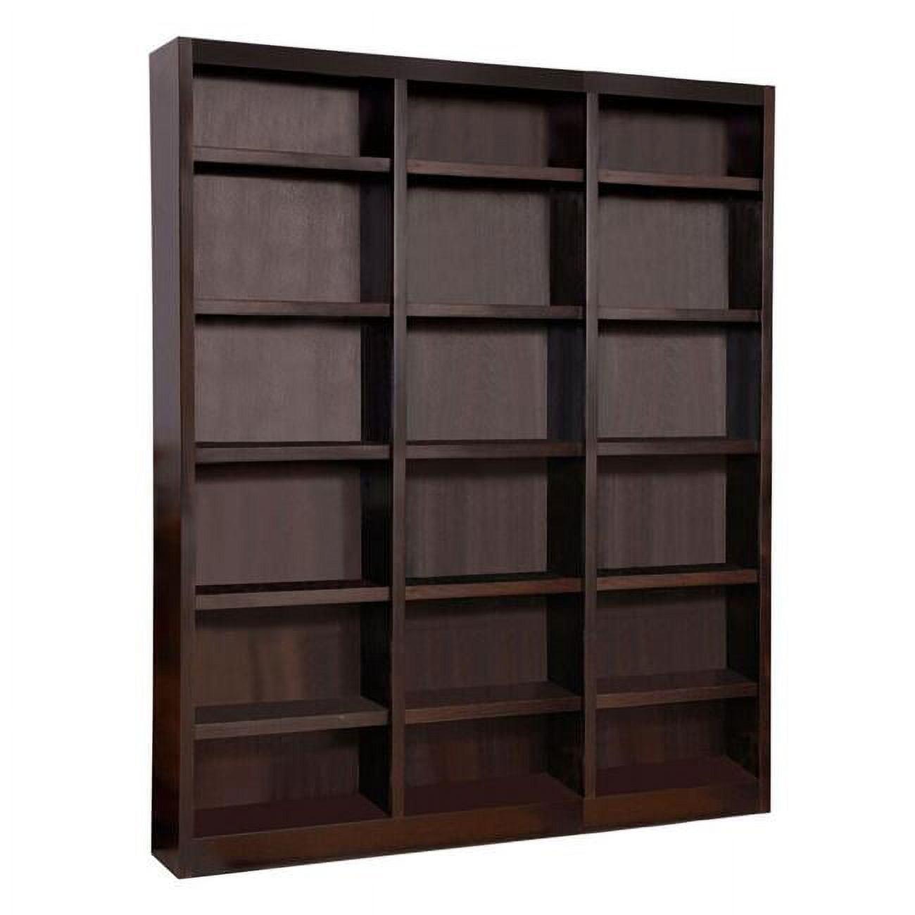 Espresso 84" Tall Adjustable Wood Triple Wide Bookcase