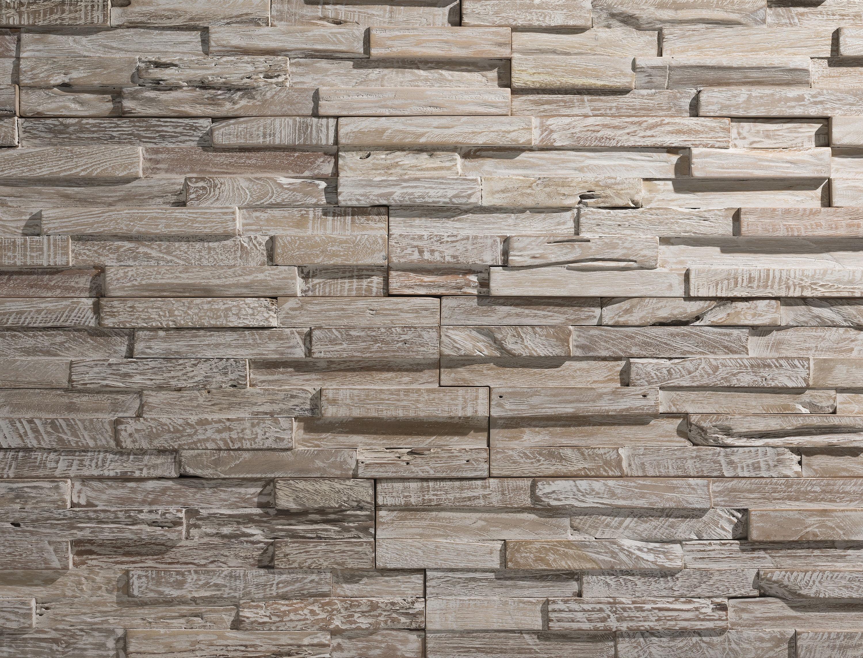 Teak Whitewash 3D Textured Interlocking Wall Panels