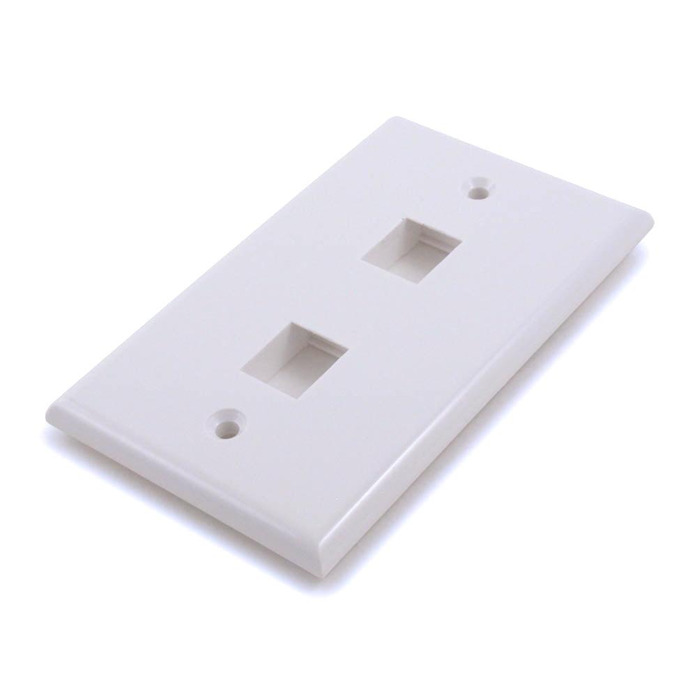 White 2-Hole Keystone Wall Plate for Ethernet and AV