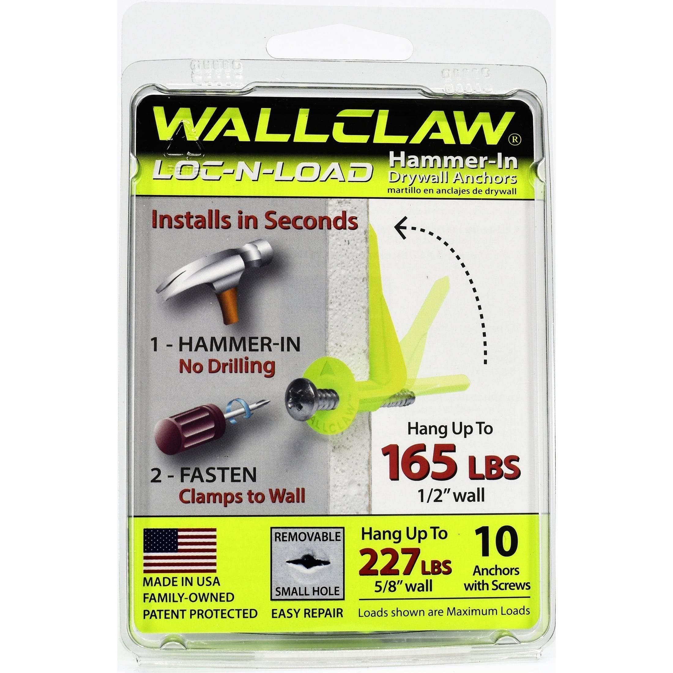 WallClaw LOC-N-LOAD Hammer-In Drywall Anchors - 10 PACK