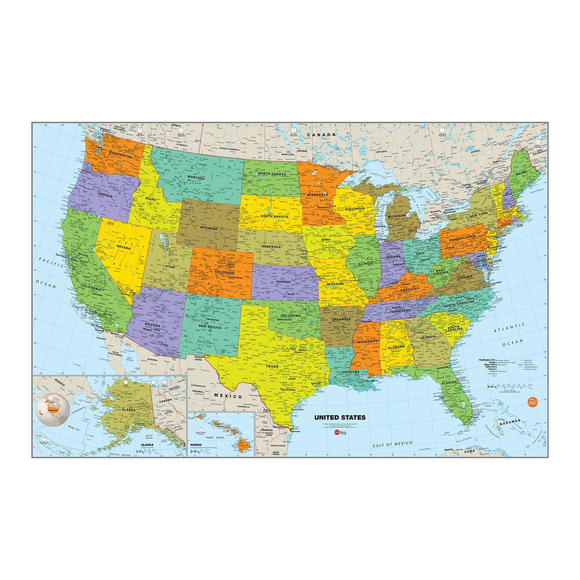 Multicolor Rectangular USA Dry Erase Map Wall Decal