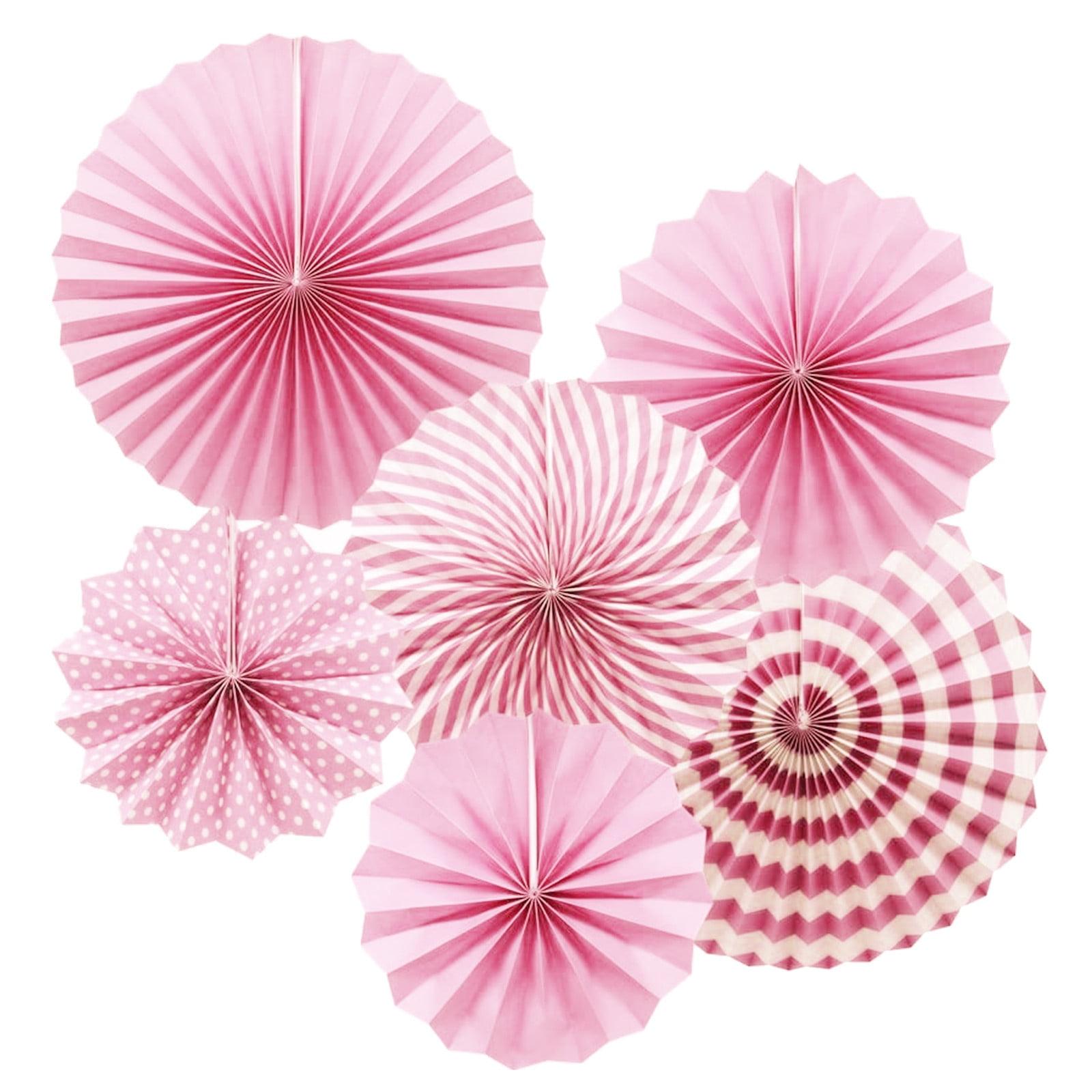 Pink Foldable Paper Fan Decorations Set of 6