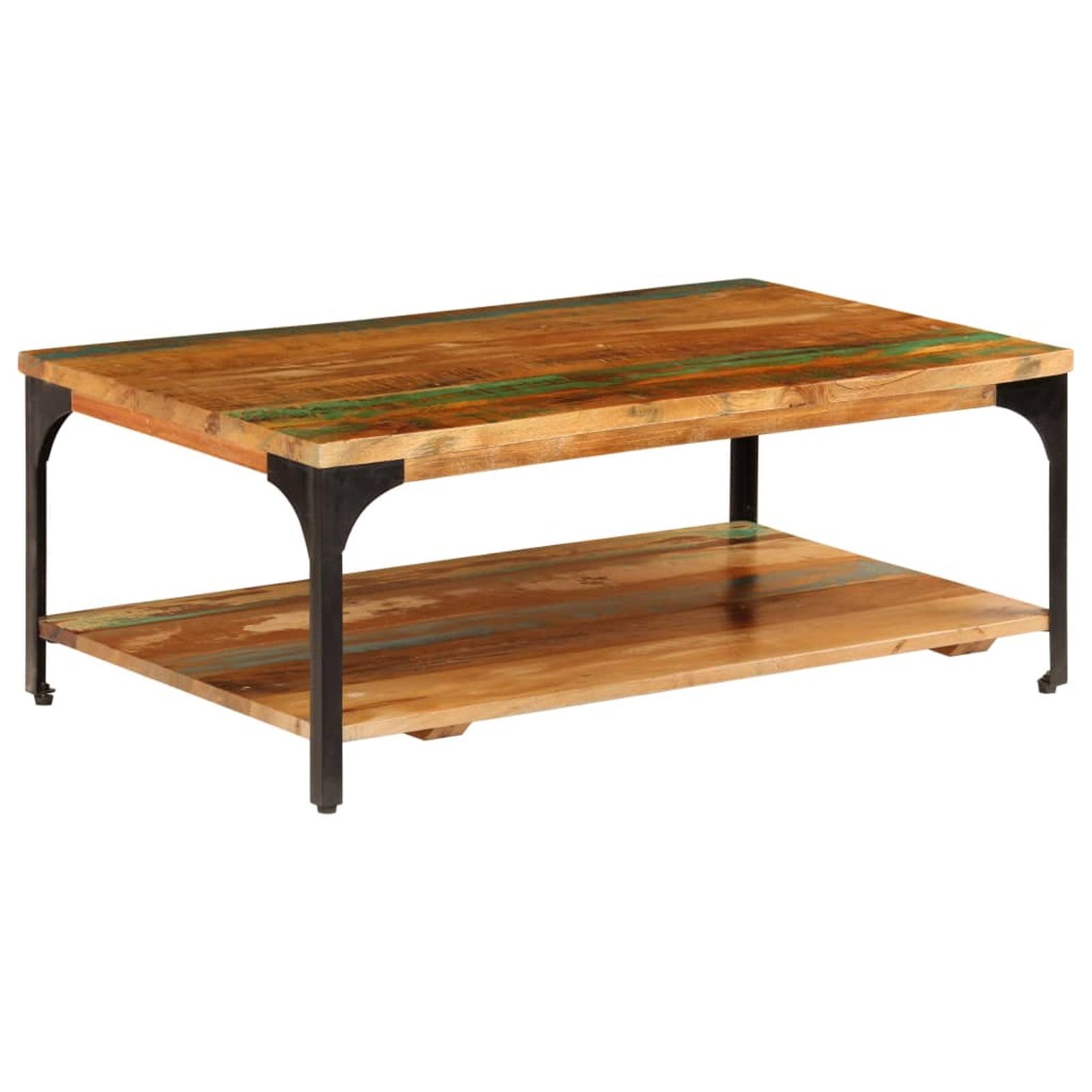 Reclaimed Wood and Steel Coffee Table with Shelf