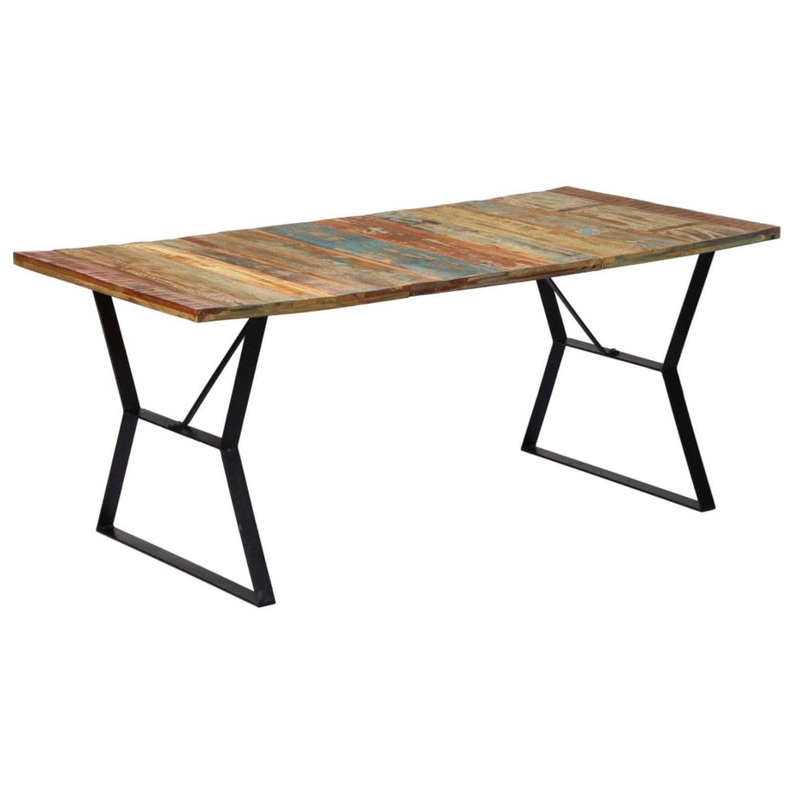 Vintage Charm 70.8" Reclaimed Wood Dining Table with Iron Legs