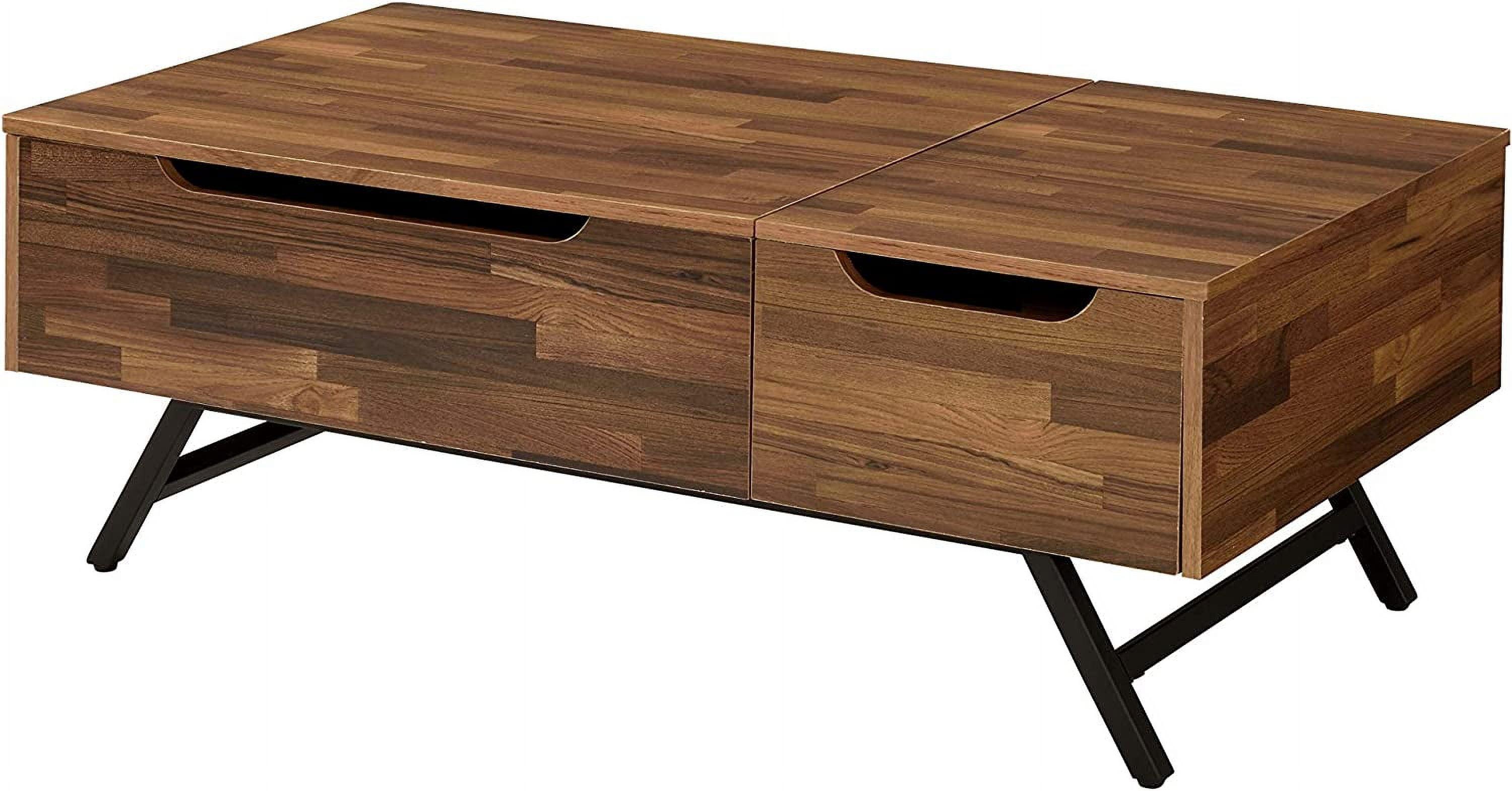 Walnut Rectangular Wood and Metal Lift-Top Coffee Table