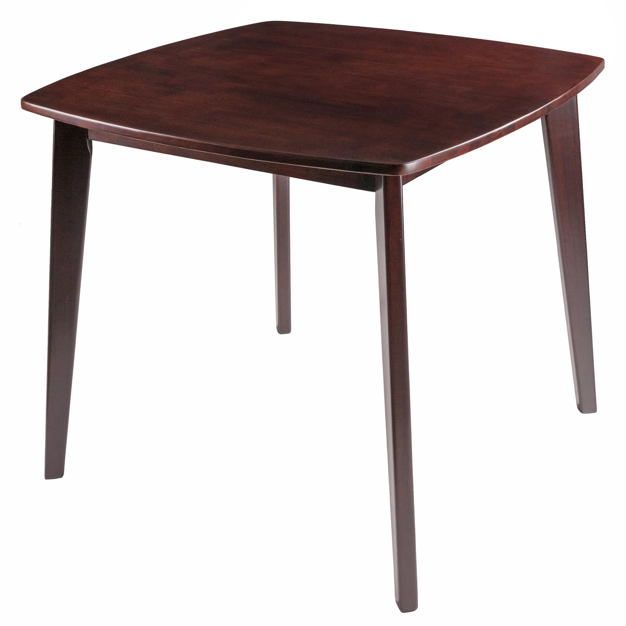 Transitional Square Walnut Dining Table with Tapered Legs
