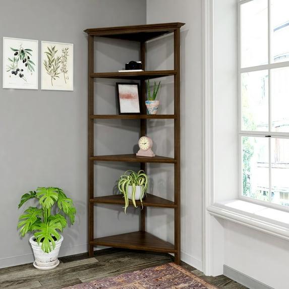 NewRidge 4-Tier Corner Wooden Bookcase Walnut
