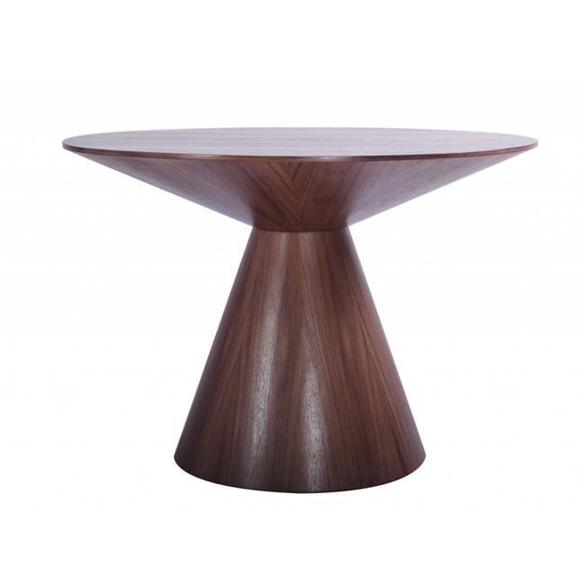 Contemporary 47" Round Walnut Wood Dining Table