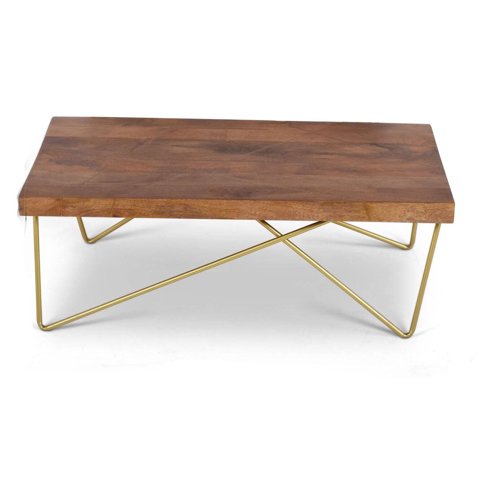 Walter Warm Pine and Brass Industrial Sofa Table