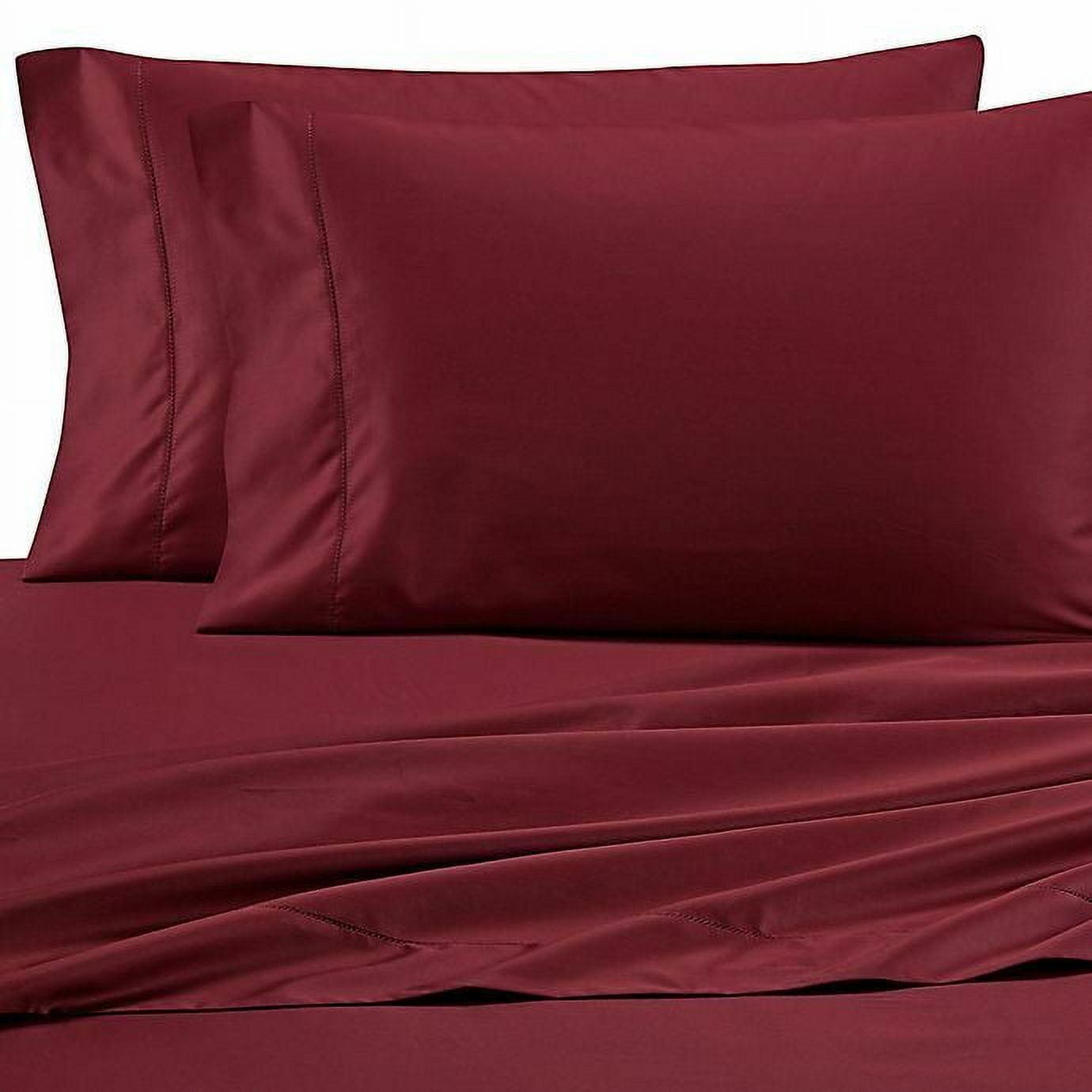 Burgundy Cotton Full Flat Sheet with 525 Thread Count