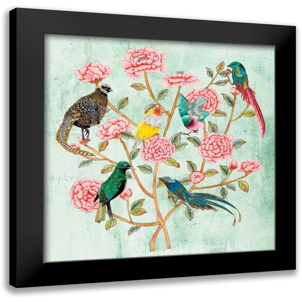 Minty Chinoiserie II 12x12 Canvas Art with Birds and Flowers