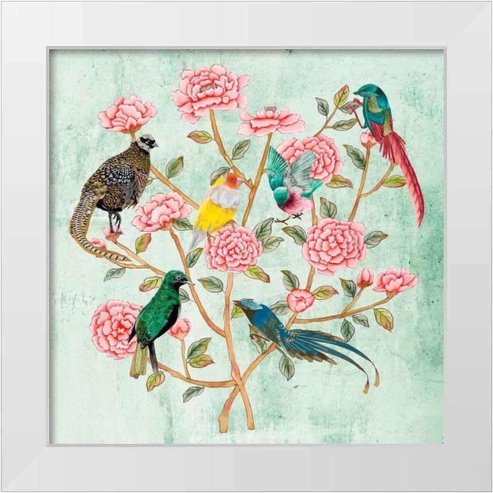 Wang, Melissa 12x12 White Modern Wood Framed Museum Art Print Titled - Minty Chinoiserie II