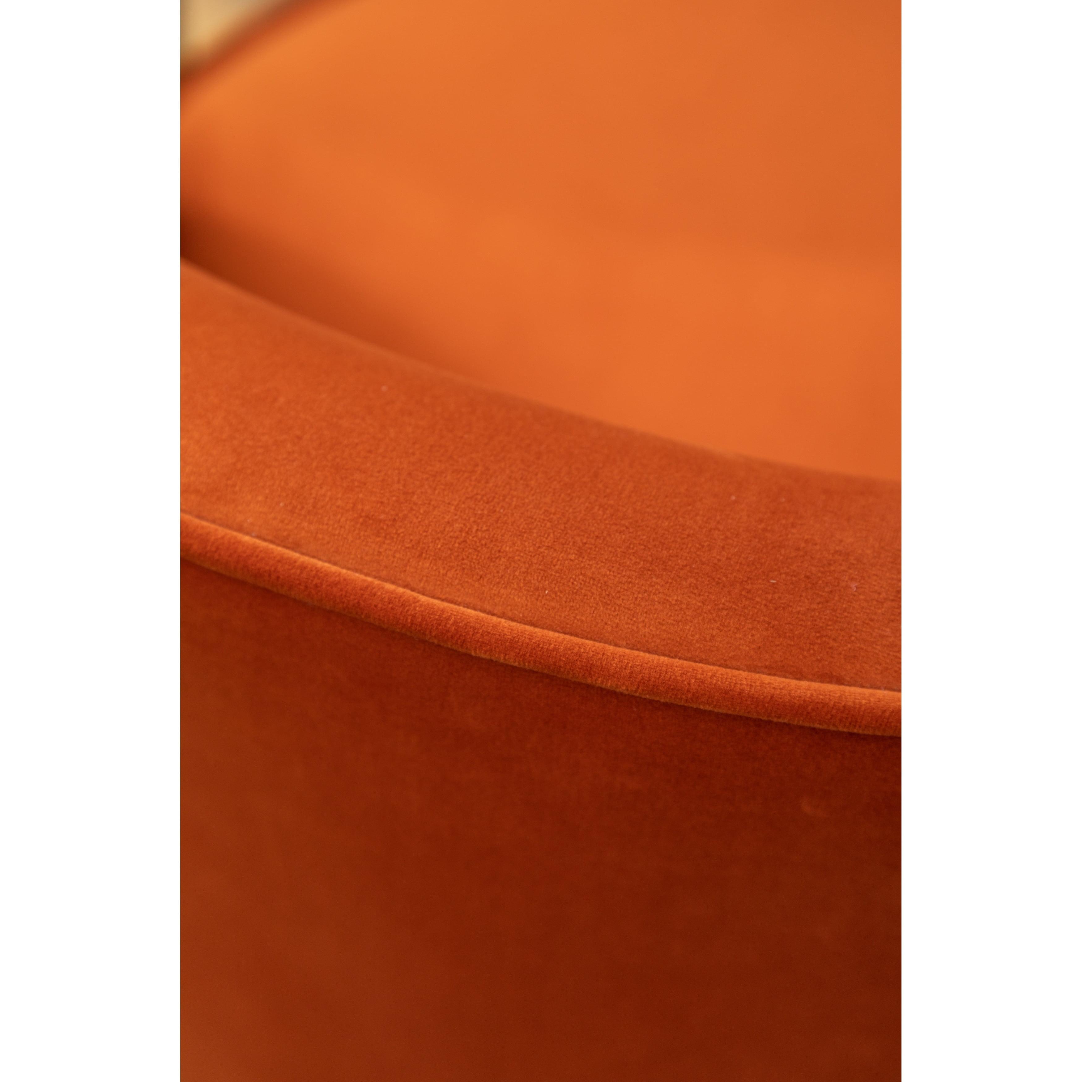Wania Contemporary Velvet Swivel Chair in Orange