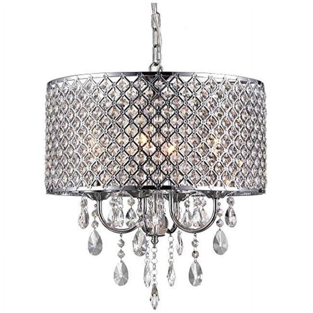 Warehouse of Tiffany 17" Round Chrome Finish Crystal Chandelier with 4 Lights - 9' x 17' x 17'