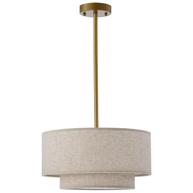 Warehouse of Tiffany Alena Matte Gold 3-Light Two-Tier Fabric Drum Shade Chandelier