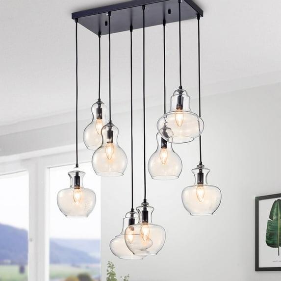 Warehouse of Tiffany  Beveen Black Metal and Glass 8-light Pendant