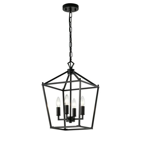 Warehouse of Tiffany Buelex 4 Light 12 inch Matte Black Lamp Post Lantern Style Iron Chandelier