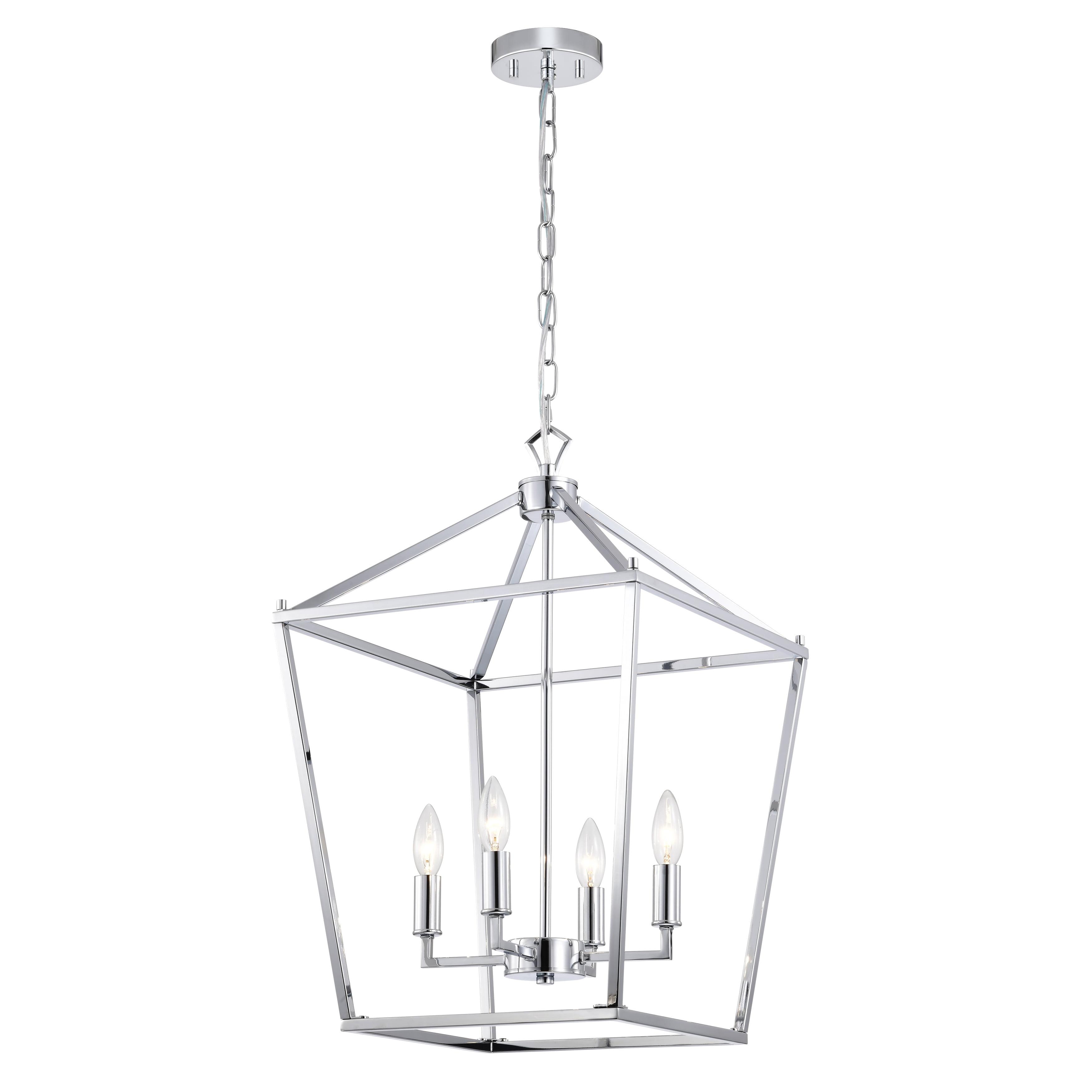 Warehouse of Tiffany Buelex 4 Light 16 inch Chrome Lamp Post Lantern Style Iron Chandelier