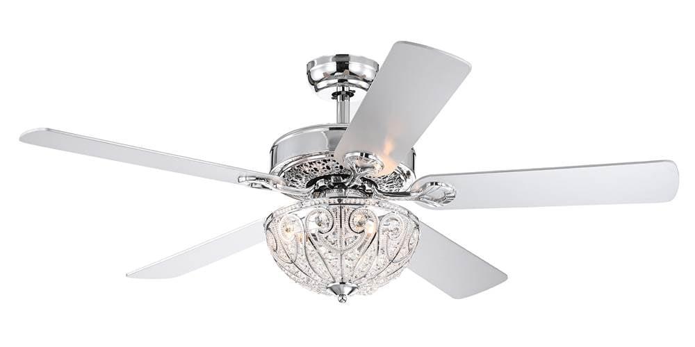 Silver Orchid  Novarro Lighted Ceiling Fan with Crystal Bowl Shade