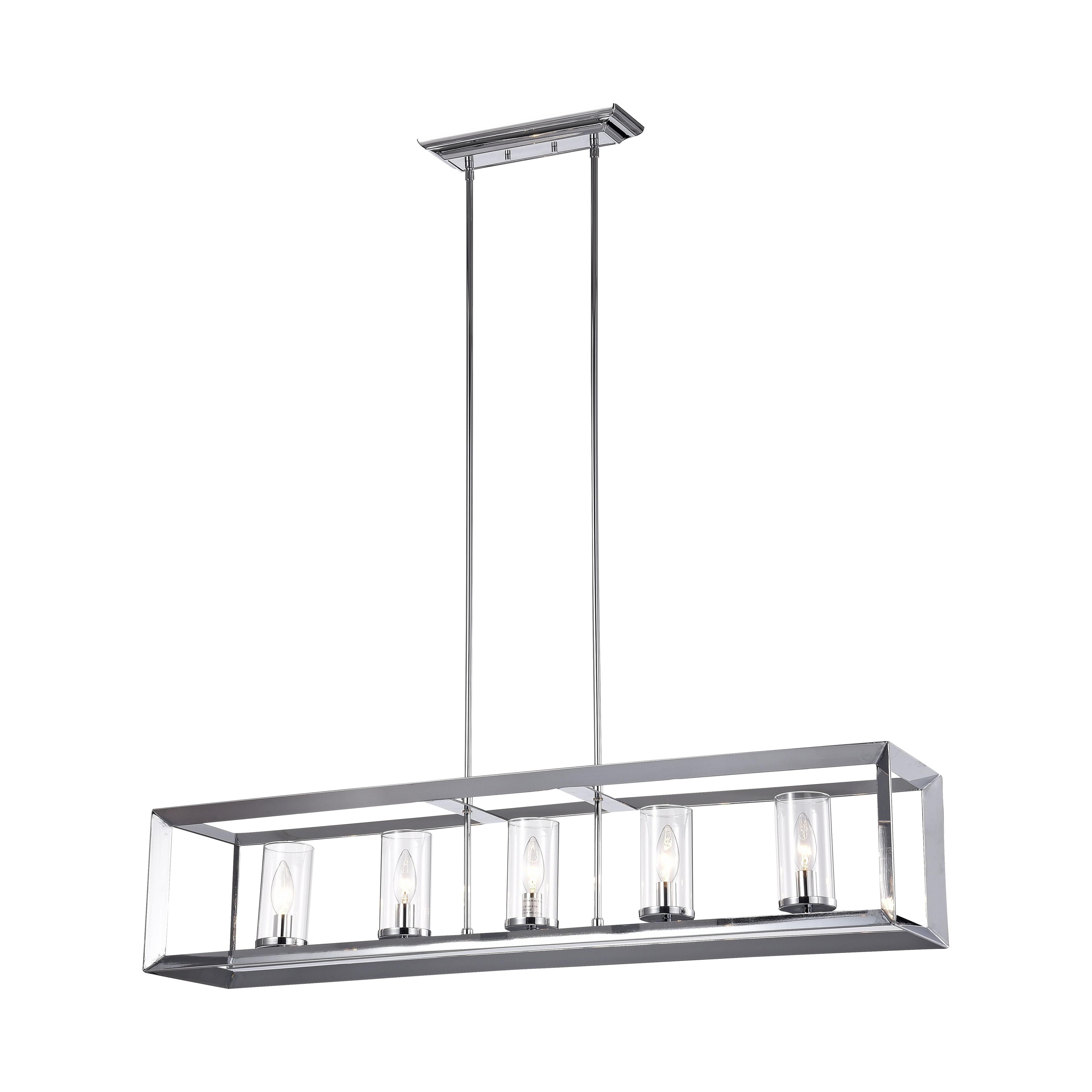 Ciel Modern Chrome Cage 41" 5-Light Chandelier