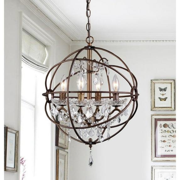 Warehouse of Tiffany Edwards Antique Bronze 16-inch 4-light Crystal Chandelier